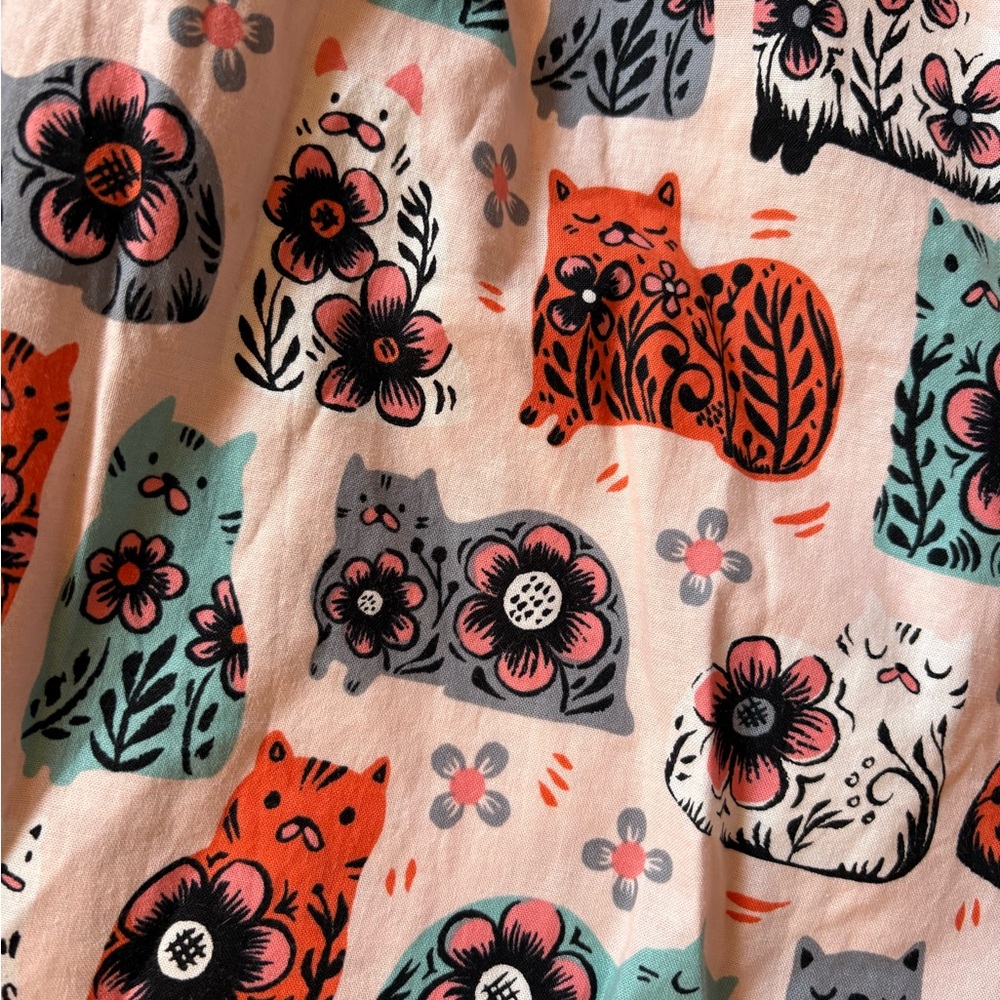 Retrolicious ModCloth Pink Cat Novelty Print Dress Size Medium - Picture 2 of 5